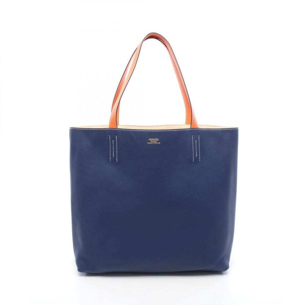 Hermes Double Sens 36 Blue Saphir Nata Tote Bag Handbag, Veau Swift Leather, ...